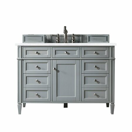 JAMES MARTIN VANITIES Brittany 48in Single Vanity, Urban Gray w/ 3 CM Arctic Fall Solid Surface Top 650-V48-UGR-3AF